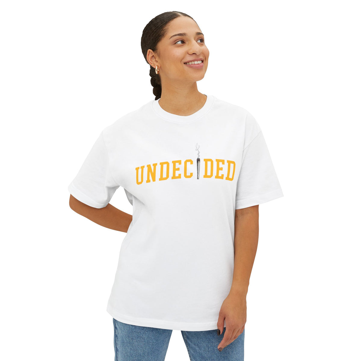 "UNDECIDED" Unisex Oversized Boxy Tee - Gold