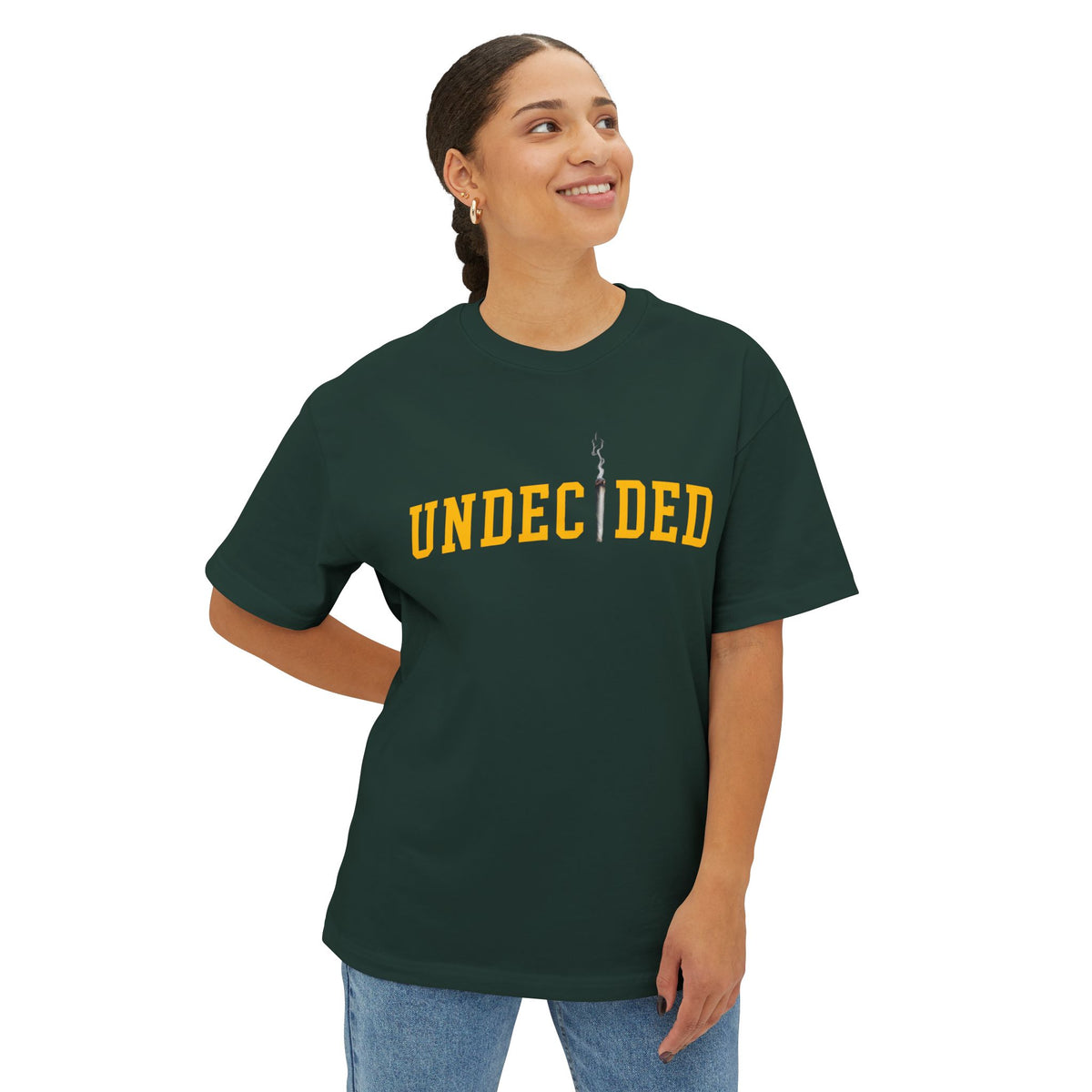 "UNDECIDED" Unisex Oversized Boxy Tee - Gold