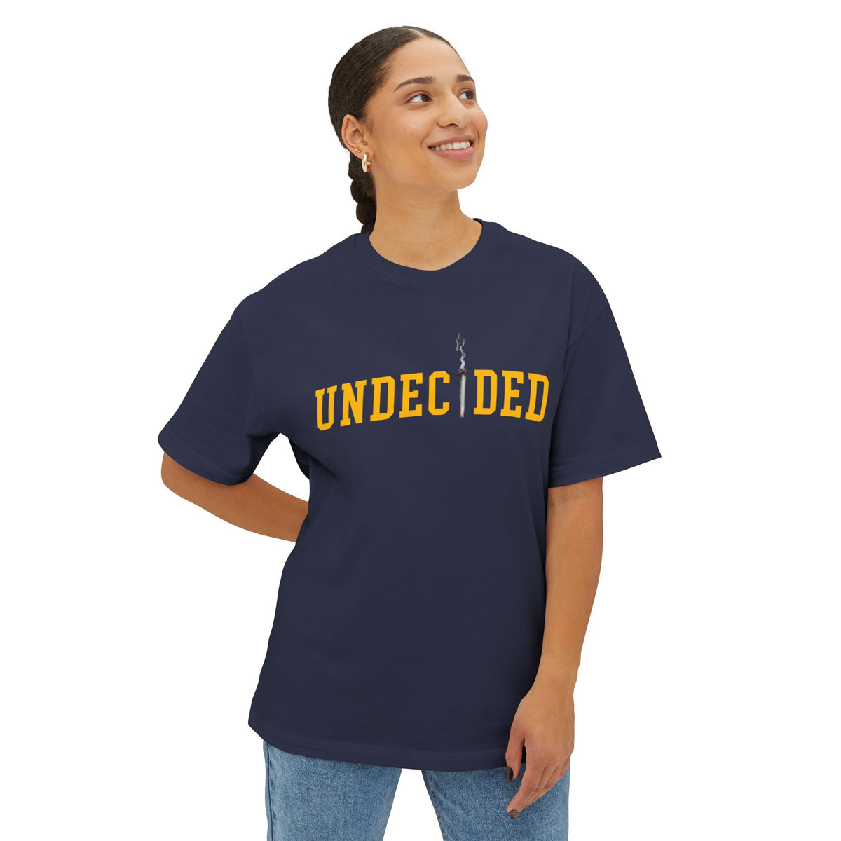 "UNDECIDED" Unisex Oversized Boxy Tee - Gold