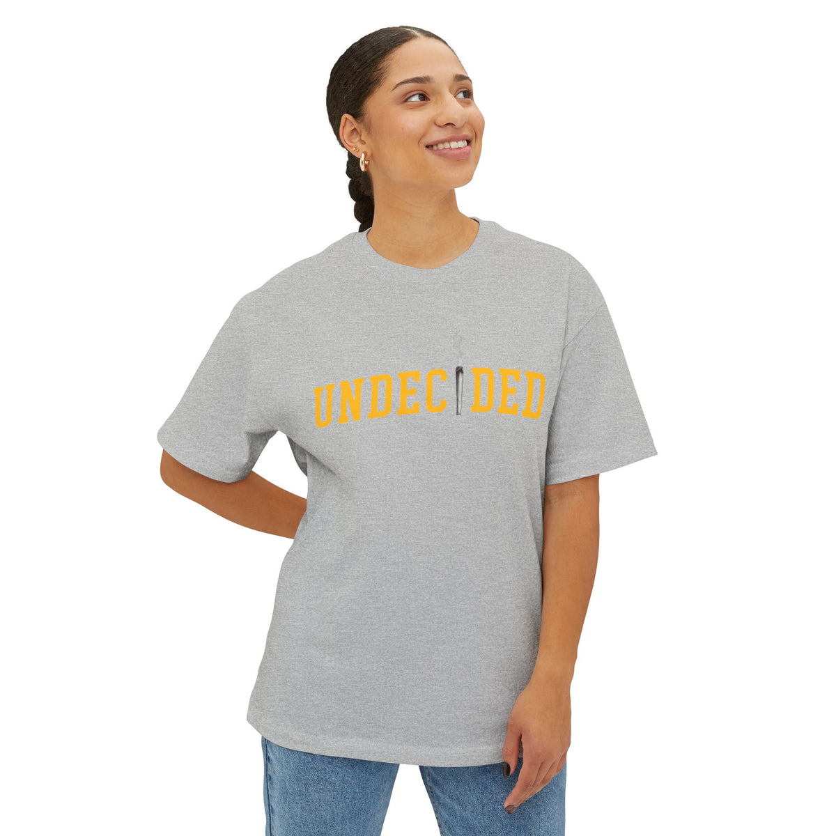 "UNDECIDED" Unisex Oversized Boxy Tee - Gold